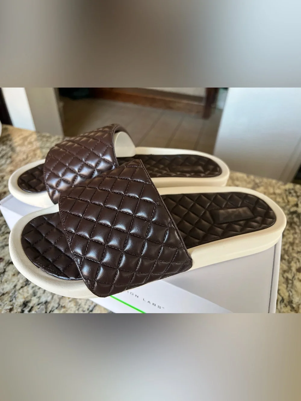 APL Athletic Propulsion Labs Men's Lusso Slide in Chocolate/Pristine